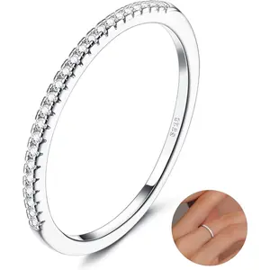 Fansilver Ring Women's Eternity Rings Wedding Bands for Women Cubic Zirconia Eternity Ring for Women Eternity Band Rings for Women Size 5-11