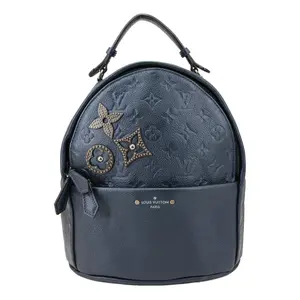 Pre-owned Louis Vuitton Leather Backpacks Flower Pins Monogram Empreinte Backpack Blue
