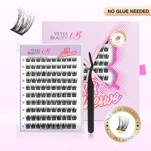 VEYESBEAUTY Vyxen Self Adhesive Lashes Upgraded Band Pre-Glued Clusters for Natural  Soft Spiky Wispy Faux Mink Lash DIY Mixed Length 10-16mm Large Tray Makeup Cosmetic for Self Application at Home Eyelashes Extensions