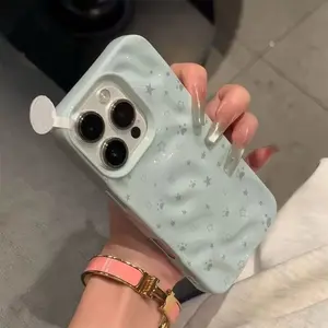 Minimalist Gray-Blue Star Wave Texture Phone Case for iPhone 17 16 15 14 Plus 13 12 11 Pro Max Shockproof Soft Back Cover