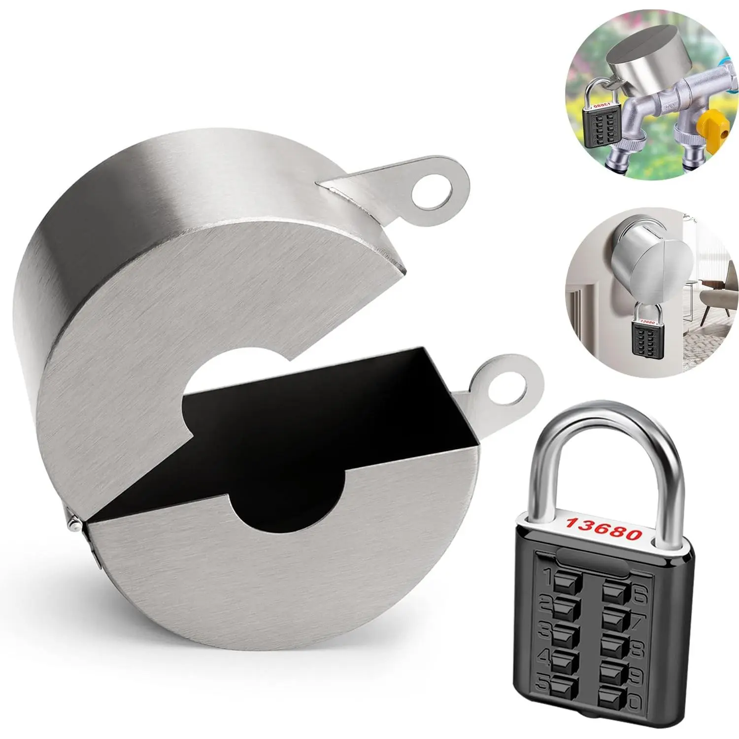 Outdoor Faucet Lock Device kit 304 Stainless Steel Faucet Cover with Code Lock uesd for Outside Faucet Gate Valve Lockout Device
