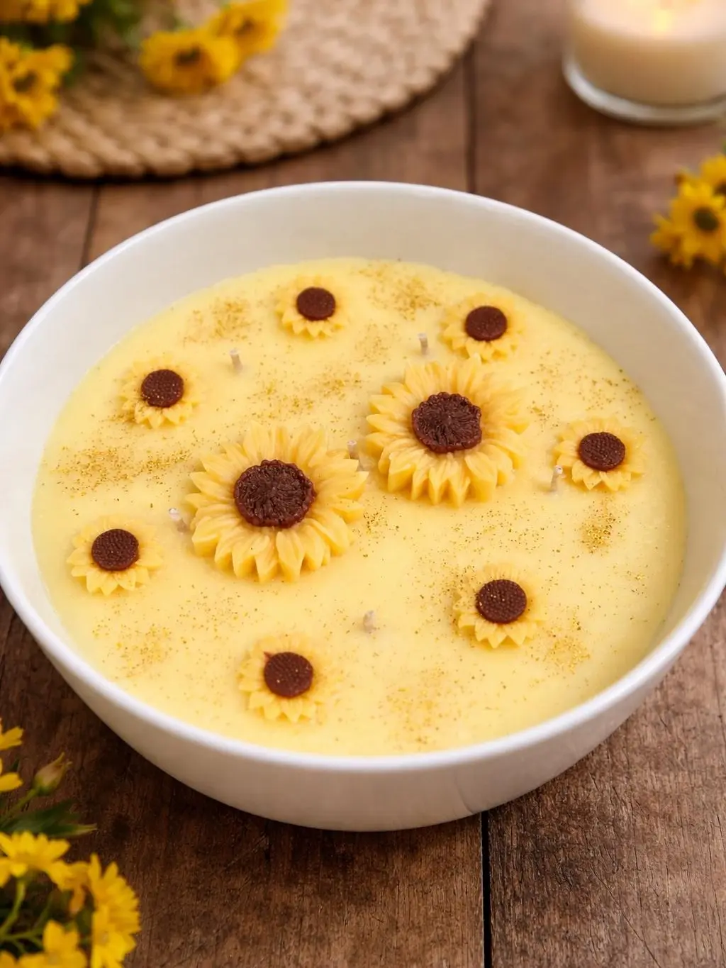 Vela Religiosa Artesanal Girasol-Luz de Paz y Protección