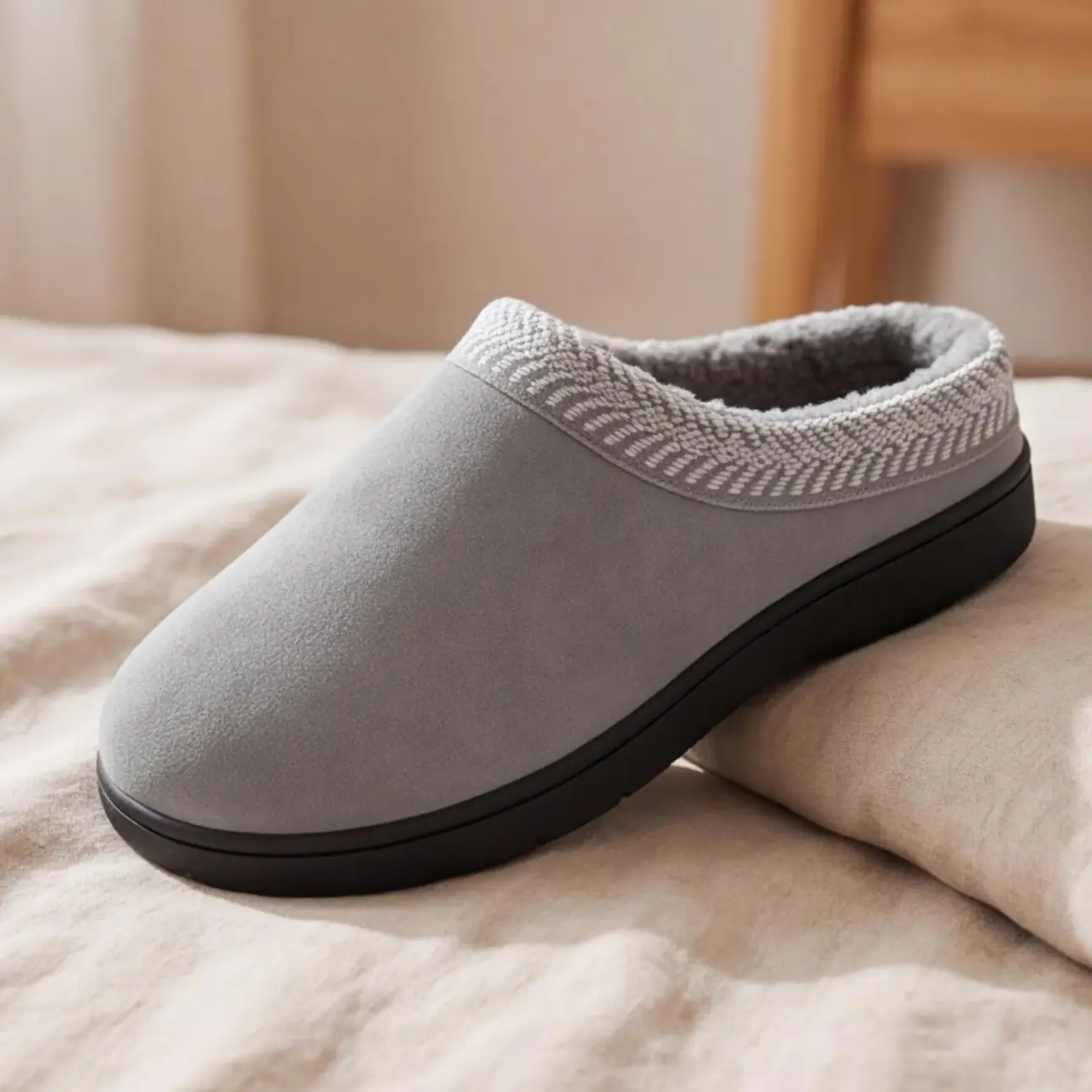 SHOESLOCKER Women's Chic Plain Suede Clogs - Ankle-Height Round-Toe Slip-On Casual Shoes with Supportive Sole, Grey Rubber Footwear for Everyday Wear & Work