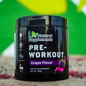 Pre-workout Mix - Take 1 Spoonful with 4-6 oz of Water, Shake Well and Consume 30 Minutes Before Training - Beverage, Drink Energy Sport Grape Fruit Tea Natural Taffy