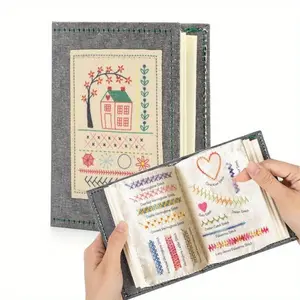 High-Density Linen Embroidery Book, Creative Embroidery Stitching Manual, Geometric Embroidery Design, DIY Craft Guide, Suitable for Beginners and Hobbyists, Handicraft