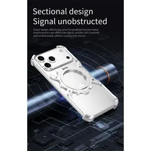 Phone Case Metal Drop-Proof Heat Dissipation Frameless Case with Stand for Apple iPhone 17 Pro Max 17/17 Air MD7770202 Retro Feature Magsafe Compatible