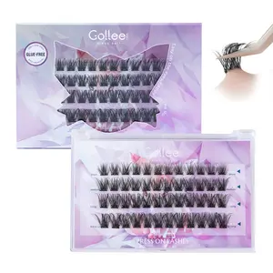 Self Adhesive Lash Clusters Eyelashes, D Curl Press-On No Glue Needed DIY Lash Extension, Pre Glued Cluster Lashes Reusable 10-16mm Cosmetic Removable