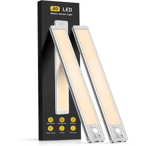 10inch Under Cabinet Lighting, 2 Pack Rechargeable Motion Sensor Light Indoor, 5 Levels Dimmable Magnetic Closet Lights, Wireless Under Counter Lights for Kitchen, Stairs