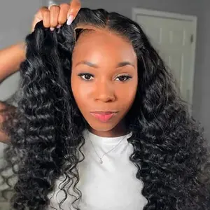 Bling Hair 9x6 7x5 6x4 Pre-cut Wigs Deep Wave Human Hair Pre Plucked Pre Cut Lace Closure Wigs Ready and Go Deep Wave Curly Lace Closure Wigs for Women Wet and Wavy Natural Hairline