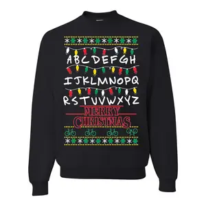 Alphabet A-Z Christmas lights  Ugly Christmas Sweater Unisex Crewneck Graphic Sweatshirt