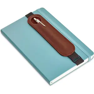 Leather Adjustable Pen Holder for Journals, Notebooks, Planners, Books, Pencil Sleeve Case Pouch, Elastic Pen Holder for Notebook, Soft Fountain Pen Case (Cognac)