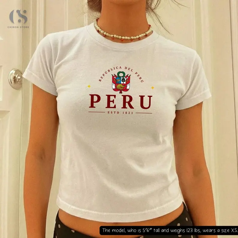 Peru Baby Tee, Peruvian Pride Graphic Shirt, Heritage Women's Top