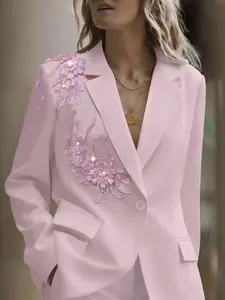 ASANDY Pink Floral Embroidered Blazer | 3D Flower Embroidery + Pearls & Sparkles = Total Showstopper