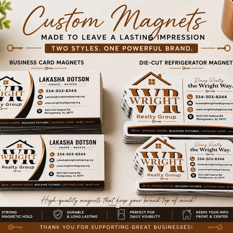 Custom Personalized Magnets - Business Card & Die-Cut Logo Options for Small Businesses