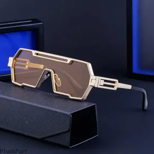 Retro Steampunk Irregular Men's Sunglasses - High-End Sun Protection Wrap Around Sunglasses, Modern Trendy Vintage Stylish Shades for Sports, Outdoor Driving Use