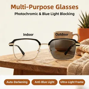 Blue Light Blocking Glasses for Men Women Photochromic Reading Glasses Transitions Readers 0 to 400 Aviator Computer Eyeglasses UV400 Protection Sun Blockers Anti Glare Eye Strain Relief Stylish Clear Tinted Lens Outdoor Sunglasses Gaming Nerd Spectacles