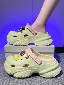 Women's Eva Hole Shoes Lightweight, Cute Thick Sole Design Anti-Slip Wear-Resistant, Casual Mid-Calf Boots for All Seasons Footwear