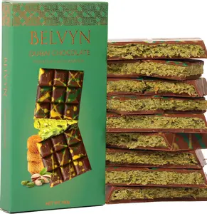 Dubai Chocolate Bar Pistachio Deluxe 4 oz Bar, Rich Milk Chocolate, Luscious Pistachio Filling with Crisp Kataifi Threads, Iconic Dubai Knafeh Treat