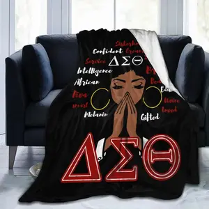 Delta Sigma Theta Sorority Fleece Throw Blanket, Warm Sofa Cover Tapestry for Bedroom, Couch & Bed