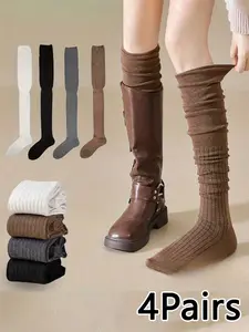 Women's over Knee Socks Set, High-Top Casual Sporty Design, Fall & Winter Essential Footwear, Perfect for Daily Wear