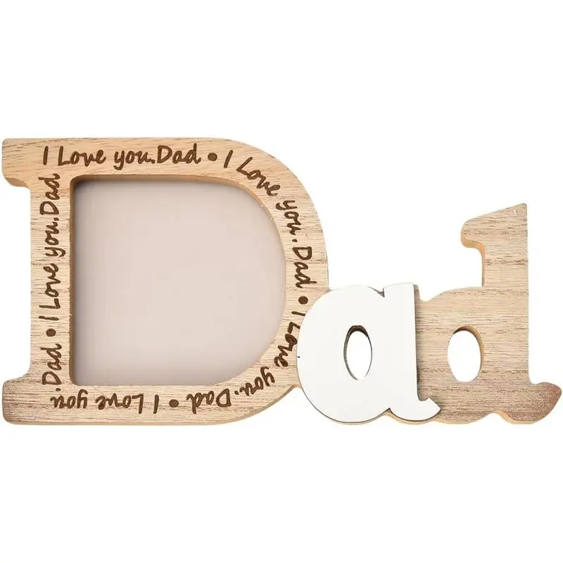 I Love You Dad Picture Frame Gifts for Dad Christmas Birthday Gifts from Daughter Son Daddy Gifts for Father Wood Dad Photo Frame 3.5×3.5 for Home Decor Tabletop Frames