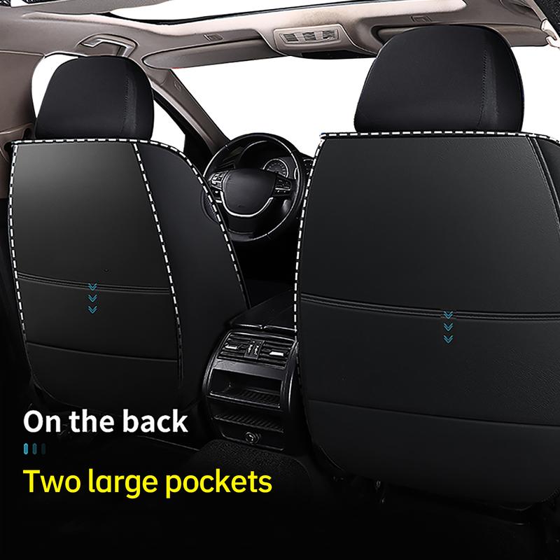 New Blue Five-Piece Set 2 Front 3 Rear Universal Car Seat Covers All-Season Full Leather Look Breathable Protector Changing Mat car gifts katz kin _ leather New Blue Five-Piece Set 2 Front 3 Rear Universal Car Seat Covers All-Season Full Leather Look Breathable Protector Changing Mat car gifts katz kin _ leather