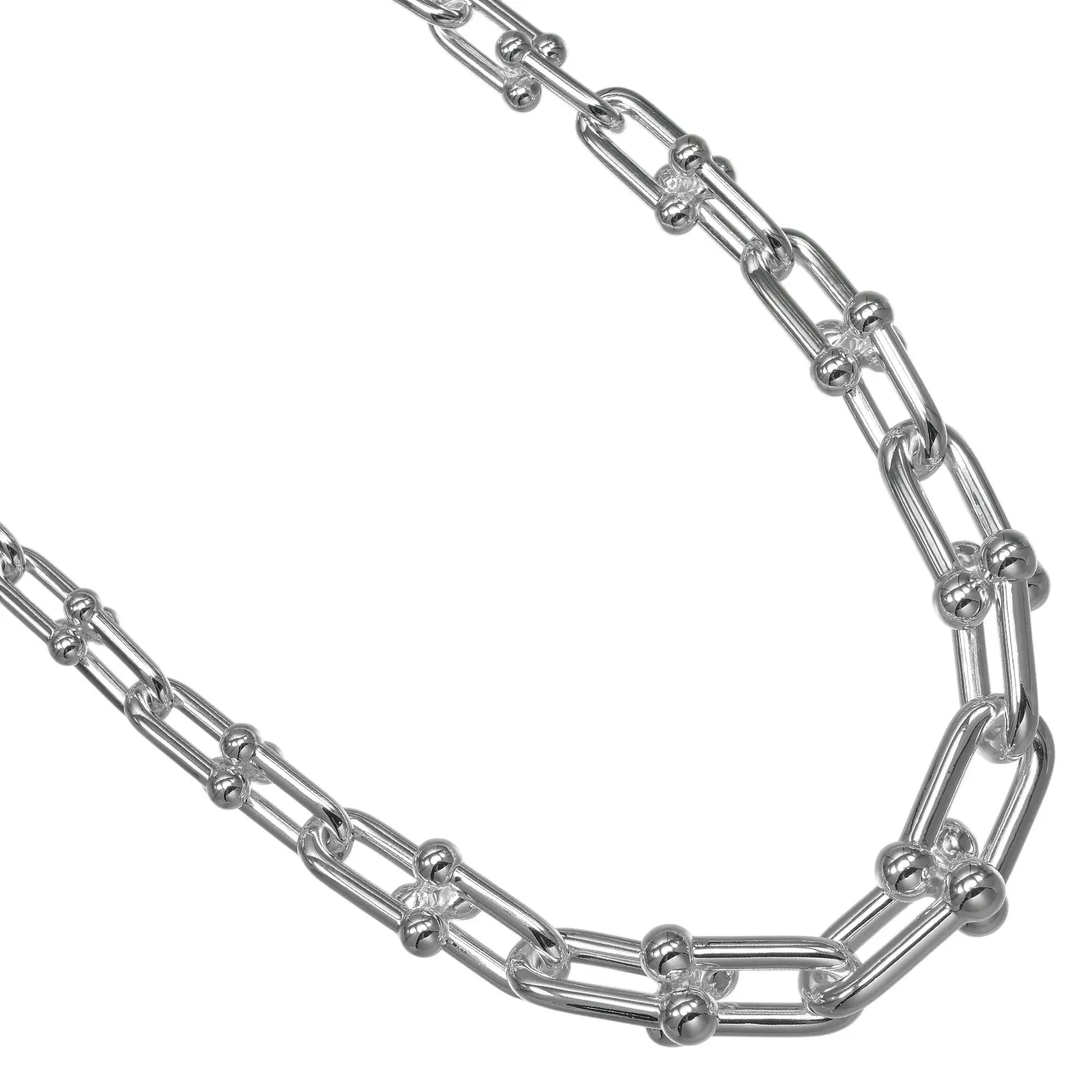 Pre-owned Tiffany & Co. Sterling Silver 925 (Ag925) Small Leather Goods Tiffany&Co. HardWear Graduated Link Silver Necklace