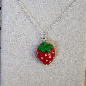 Cute Strawberry Necklace - 18-inch Chain for All Ages Unisex Costume Jewelry with Playful Design