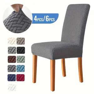 Stretch T-shaped Chair Covers - Jacquard Polyester-Spandex Blend, chair protector, Multi-Functional for Living Room, Dining Room, Kitchen, Office, Machine-Washable, Fashion Long Lattice Fabric Design, Anti-Wrinkle, Soft Feel dining  chair cover tiktokshop