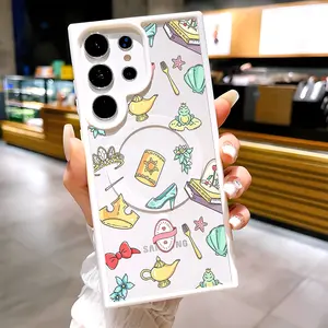 Cute Princess Aesthetic Magical Elements Clear Magnetic Phone Case, Compatible with MagSafe Silicone Bumper Protective Cover For Samsung S26 S25 S24 S23 S22 Ultra Plus FE