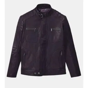 Lorenzo Men's Violet Quilted Leather Jacket