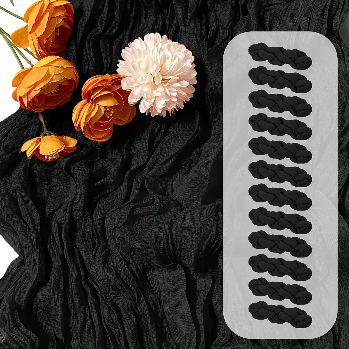 6/10 Pack Black 17*108inch 9FT Table Runner Cheesecloth Semi Sheer Boho Gauze Cheese Cloth Fabric Table Runners Table Decor for Wedding Party Baby Shower Birthday Home Decor Garden Farmhouse