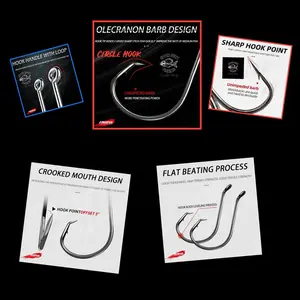High Carbon Circle Hooks for Fishing - 10 Pack in Various Sizes 1/0 to 10/0