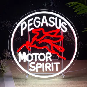 Pegasus Motor Spirit Neon Sign, USB Powered Personalized LED Sign, Neon Sign for Garage, Auto Repair Shop, Birthday Gift for Men