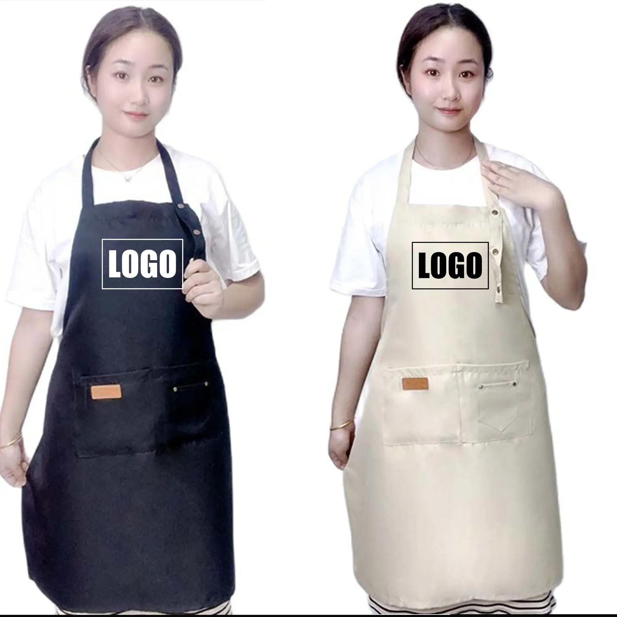 Custom Logo Print Bib Apron - Home Supplies Uniform for Chefs - Suitable for Kitchen, Restaurant/Bar Use