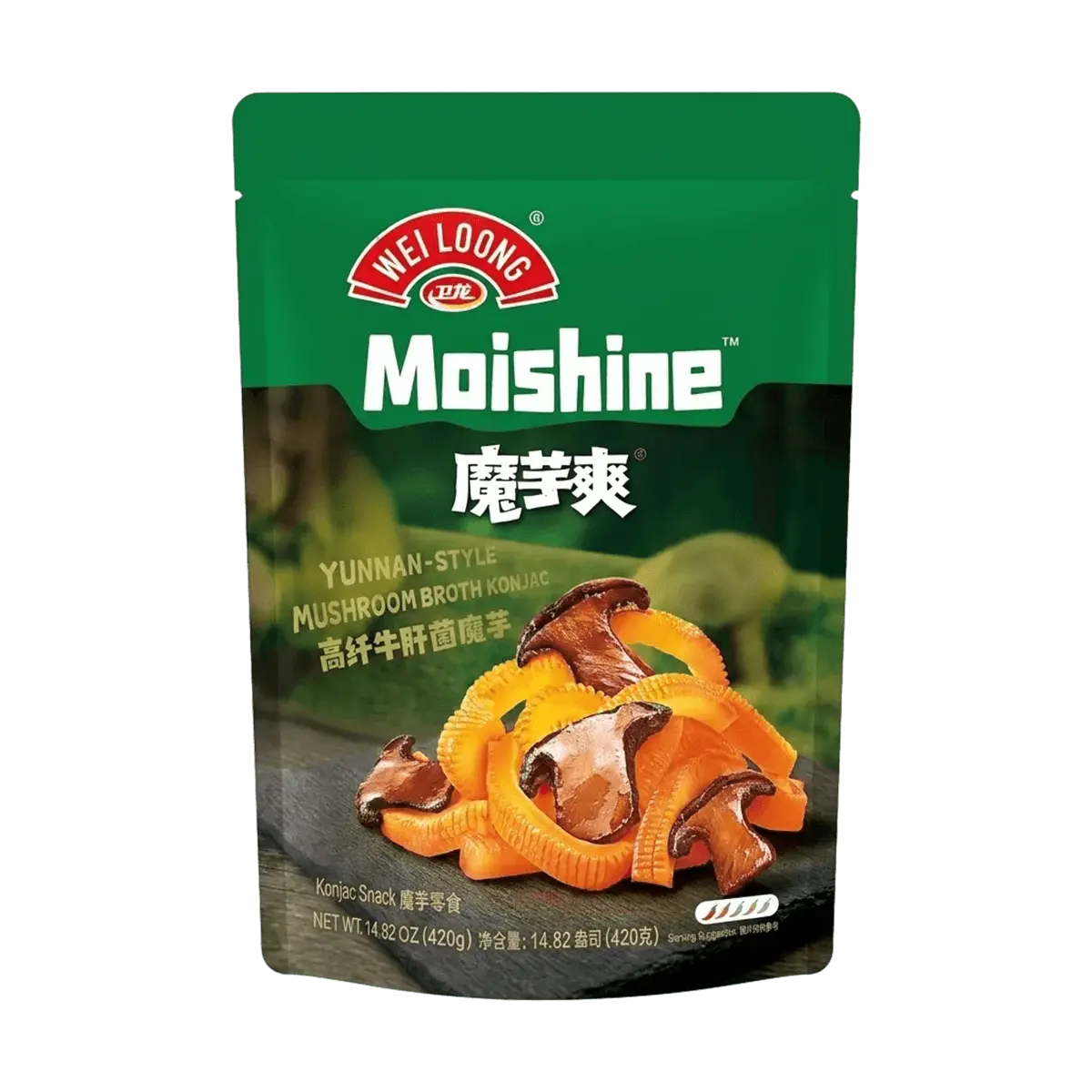 WEILONG Konjac Jelly Snack - High Fiber, Low Calorie, Low Sugar, Mushroom Flavor, 420g
