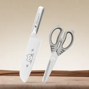 Meowkit 2-Piece Knife & Scissors Set – Multi-Purpose Kitchen Tools with Cute Cat Engraving