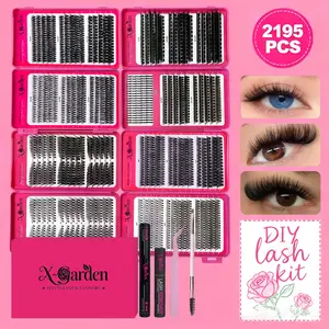 X-Garden 4 types Lash Clusters Kit,24 Mixed-Length Designs,DIY Eyelashes Extensions,Delicate D-shaped curled false eyelashes,180P/200P Lightweight,for Salon-Ready Makeup Looks