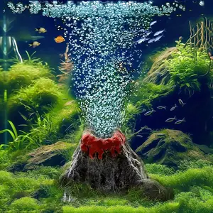 Volcano Bubble Stone Air Pump, Aquarium Air Pump, Bubble Stone for Fish Tank Decoration, No Charging Required, No Battery Required, Suitable for Small Fish Tank
