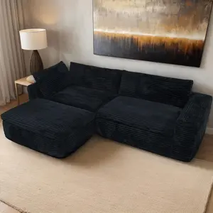 L Shaped 110" Cloud Couch with Deep Seat, Ultra-Cozy Modern Modular Design, Plush Corduroy Upholstered for Living Room & Bedroom