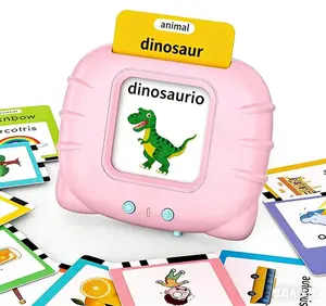 KIDGENIUS Parent-Child Interactive Learning Bilingual Flash Cards, 224 Words English Spanish Talking Learning Machine, Home Early Enlightenment Education Preschool Toy Gift for 2-8 Years Old Kids