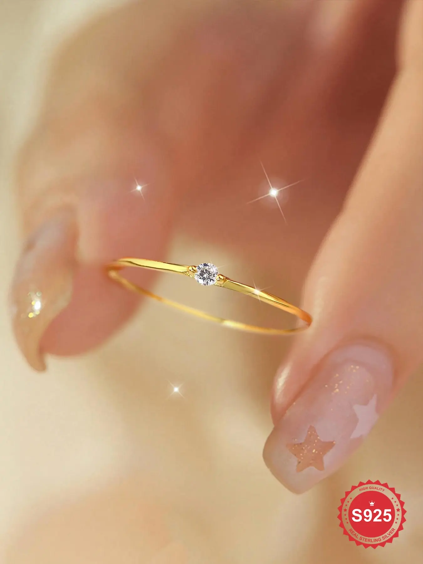 S925 Sterling Silver Minimalist Artificial Zircon Rings, Elegant Everyday Ring, 2024 New Style Fashion Accessories for Women & Girls, Trendy All-match & Exquisite Jewelry for Birthday Gift