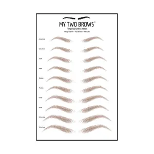 (10 pairs) Ash Brown Temporary Eyebrow Tattoo - Extra Small Size - Waterproof & Smudgeproof - Sassy Swerve Style Eyebrow Stickers - Sheet Lasts up to 30 Days - Won't Work on Existing Brows
