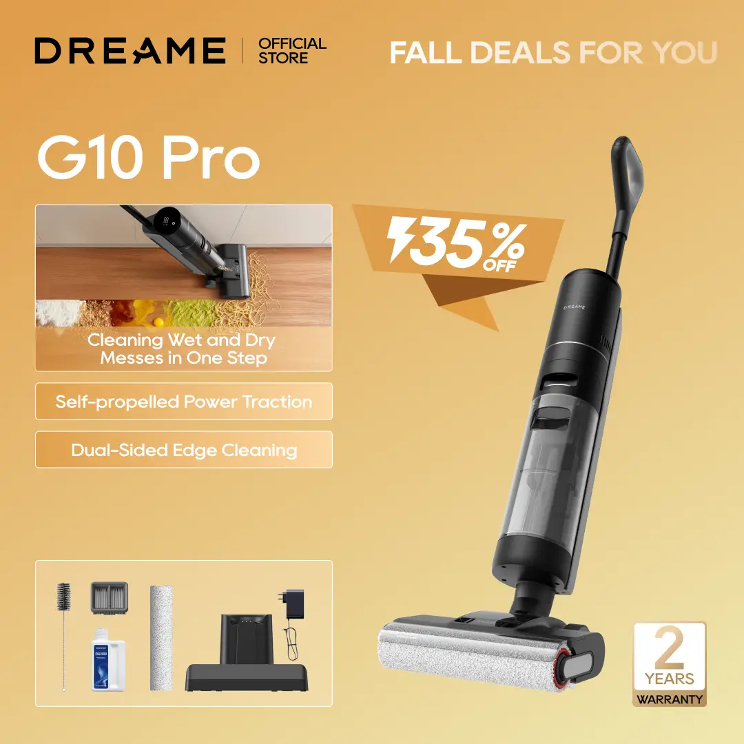 DREAME G10 Wet Dry Vacuum Cleaner, Cordless Vacuum Mop All in One with Auto Self-Cleaning, Up to 30 Mins Runtime, Cordless Floor Cleaner Machine for H
