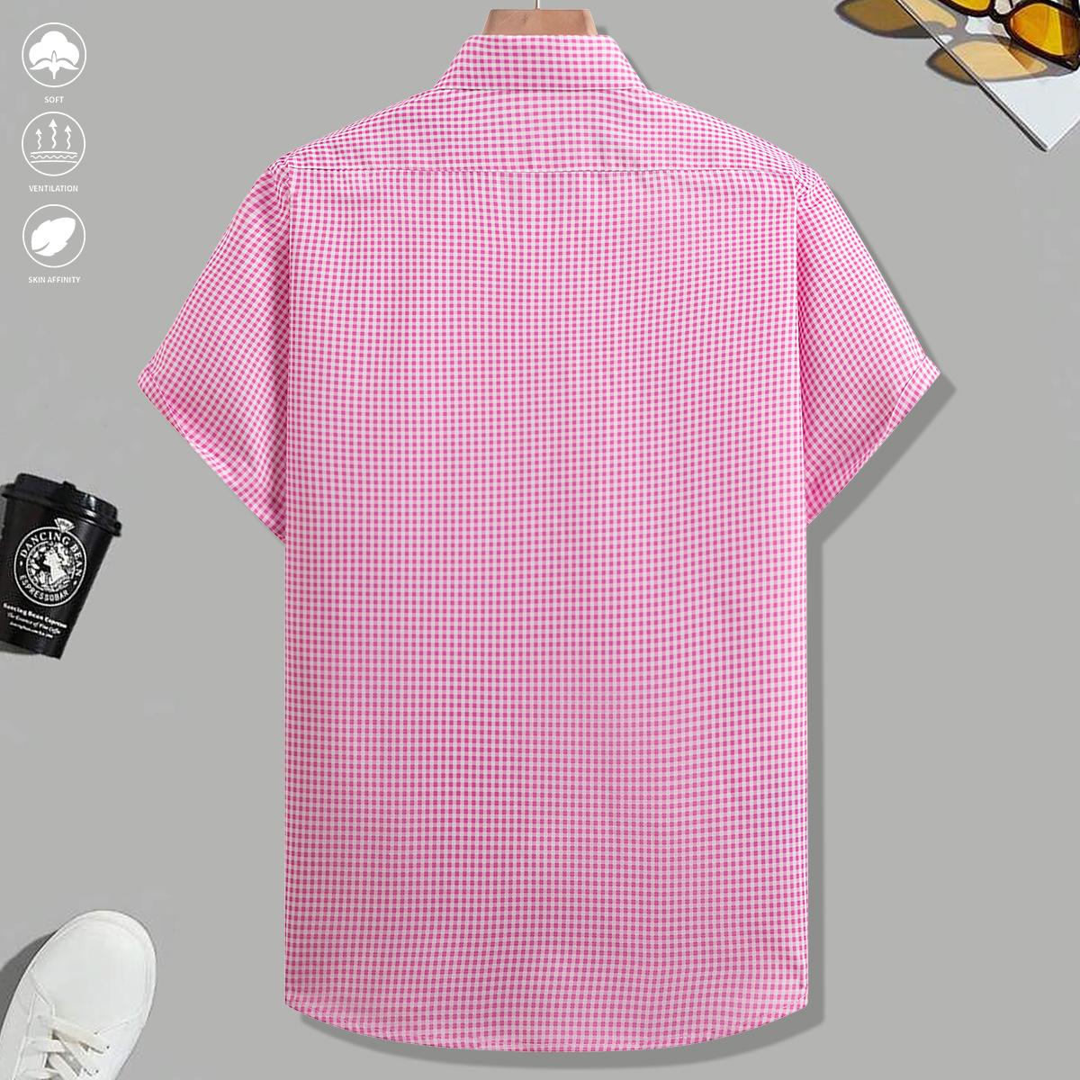 2-piece set, summer short-sleeve shirts, lightweight breathable plaid shirts, suitable for beach vacations, pool parties, and casual wear, plaid shirts, men's shirts, men's short-sleeve tops