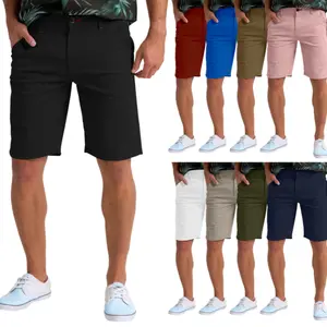 Men's Stretch Chino Shorts Casual Slim Fit Flat Front Spandex Summer Half Pants