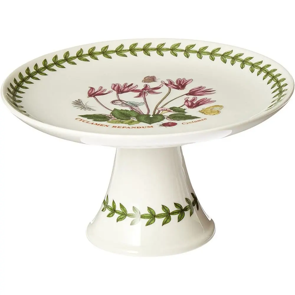 Portmeirion Botanic Garden 6" Mini Cake Plate Cyclamen Motif - Fine Porcelain Dessert Plate - Chip-Resistant Serveware
