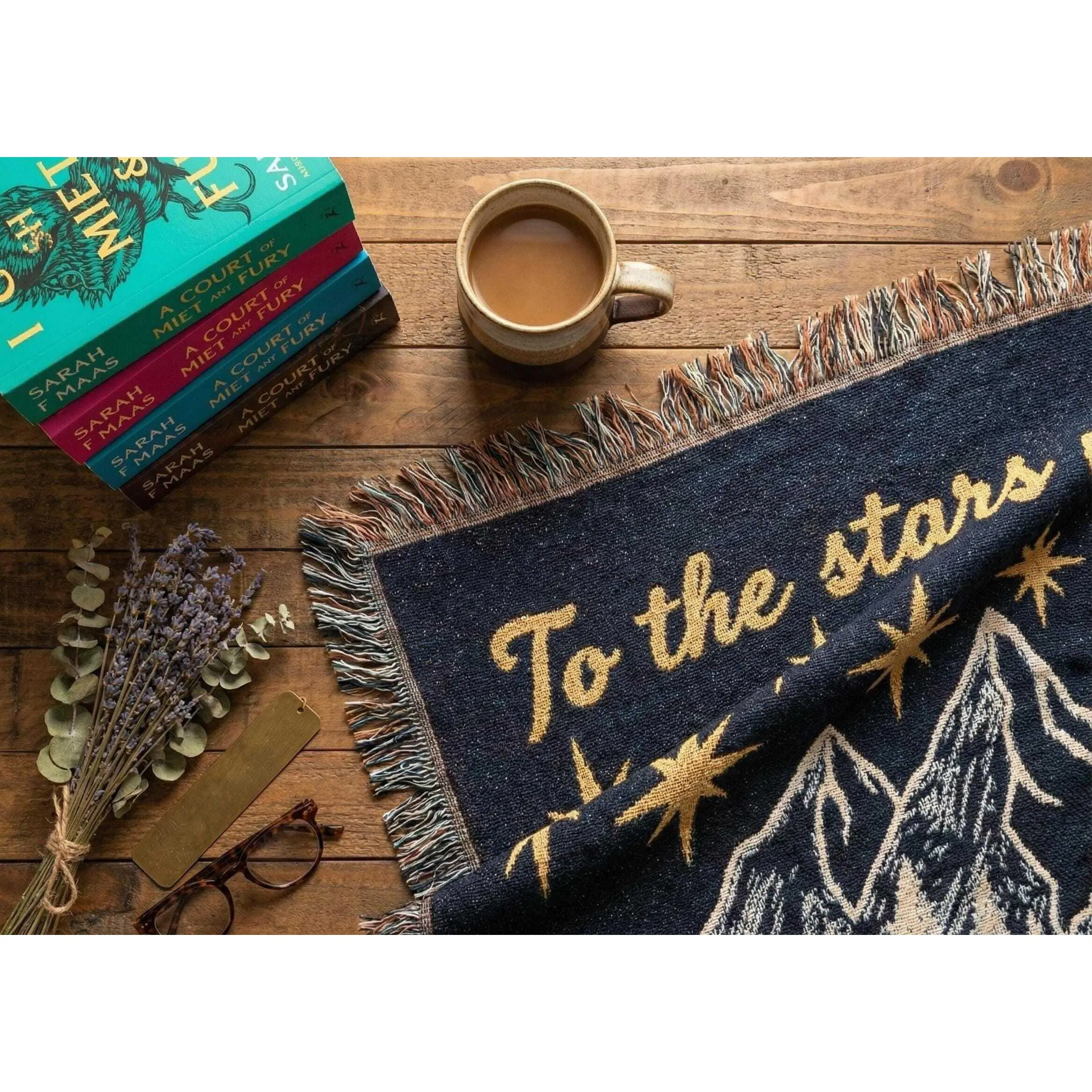 Woven Blanket To The Stars Who Listen, Night Court Throw, Sarah J Maas Gift, Bookish Merch, City of Starlight Tapestry Decor, ACOTAR Velaris