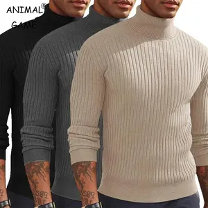 Autumn Men's Slim Fit Long Sleeve Turtleneck Casual Knitted Pullover Outdoor Winter Warm Thick Heavyweight Top Knitwear Menswear Beige Black Lengthened Lengthy Outstretched Plain Prolonged cardigan cardigan cardigan sweater