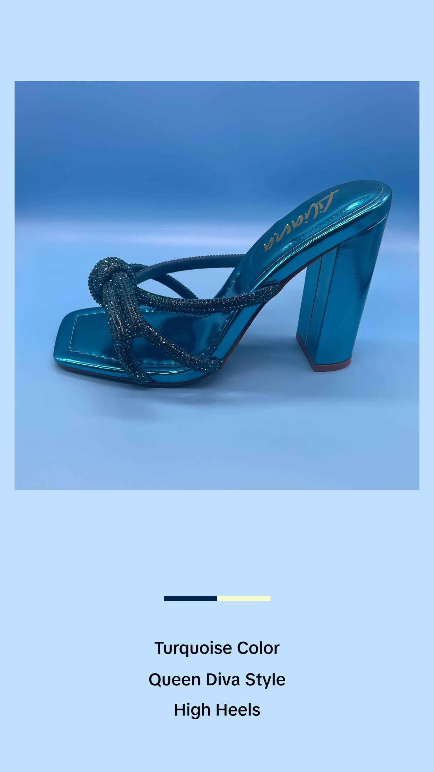 Queen Diva High Heels (Turquoise)